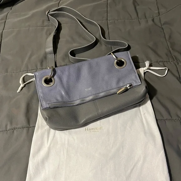 EUC Hammit VIP Meduim Montana reversible crossbody in Stingray Blue/Steel Grey